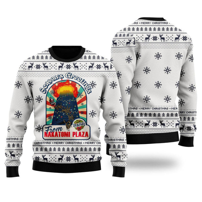 Season Greeting From Nakatomi Plaza Ugly Christmas Sweater For Men & Women Christmas Gift Sweater US2085 - WeCustomit