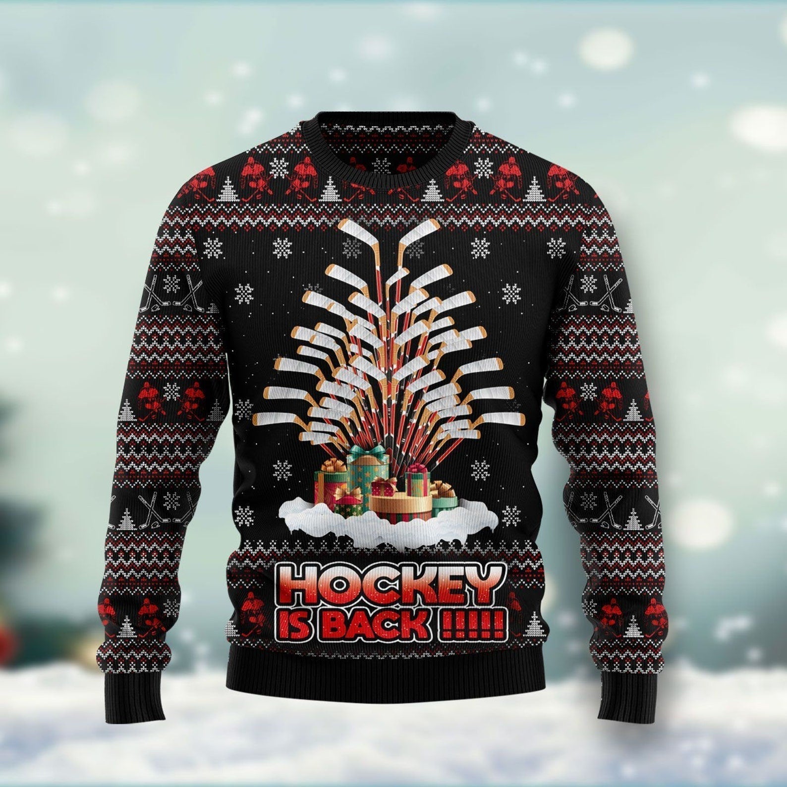 Hockey Is Back Ugly Christmas Sweater For Men & Women Christmas Gift Sweater US2096 - WeCustomit