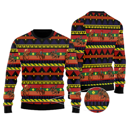 Horse Cowboy Ugly Christmas Sweater For Men & Women Christmas Gift Sweater US1197 - WeCustomit