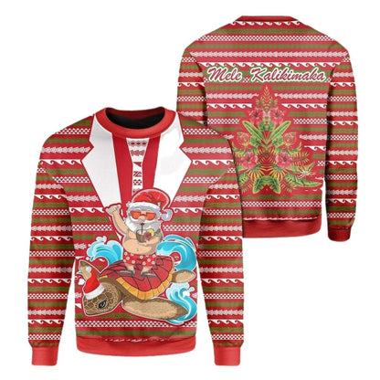 Hawaii Santa And Sea Turtle Ugly Christmas Sweater For Men & Women Christmas Gift Sweater US2410 - WeCustomit