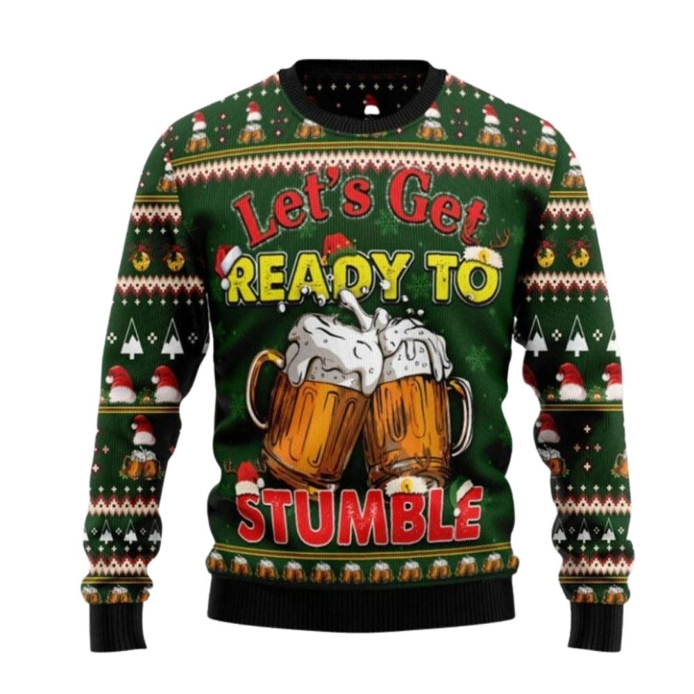 Let‘s Get Ready To Stumble Beer Ugly Christmas Sweater For Men & Women Christmas Gift Sweater US2669 - WeCustomit
