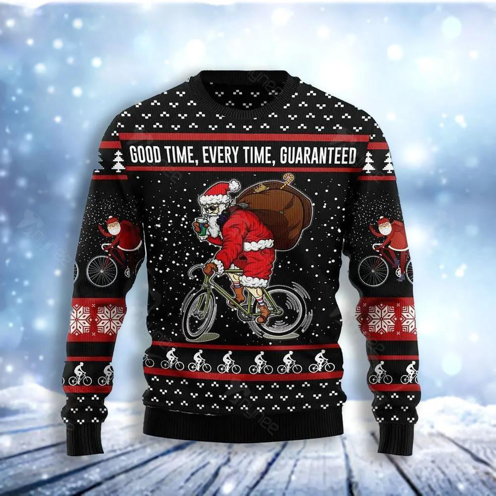 Santa Claus Love Biking Ugly Christmas Sweater For Men & Women Christmas Gift Sweater US3058 - WeCustomit