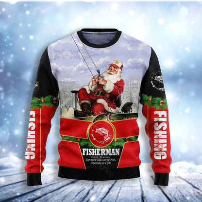 Santa Fisherman Ugly Christmas Sweater For Men & Women Christmas Gift Sweater US3062 - WeCustomit