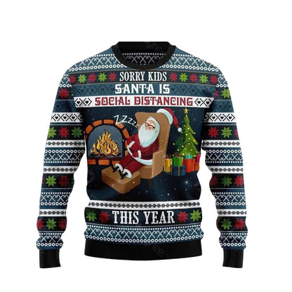 Santa Is Social Distancing Ugly Christmas Sweater For Men & Women Christmas Gift Sweater US3067 - WeCustomit