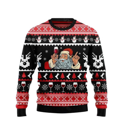 Santa Red Wine Ugly Christmas Sweater For Men & Women Christmas Gift Sweater US3069 - WeCustomit