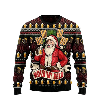 Ho Ho Hold My Beer Christmas Ugly Christmas Sweater For Men & Women Christmas Gift Sweater US3095 - WeCustomit