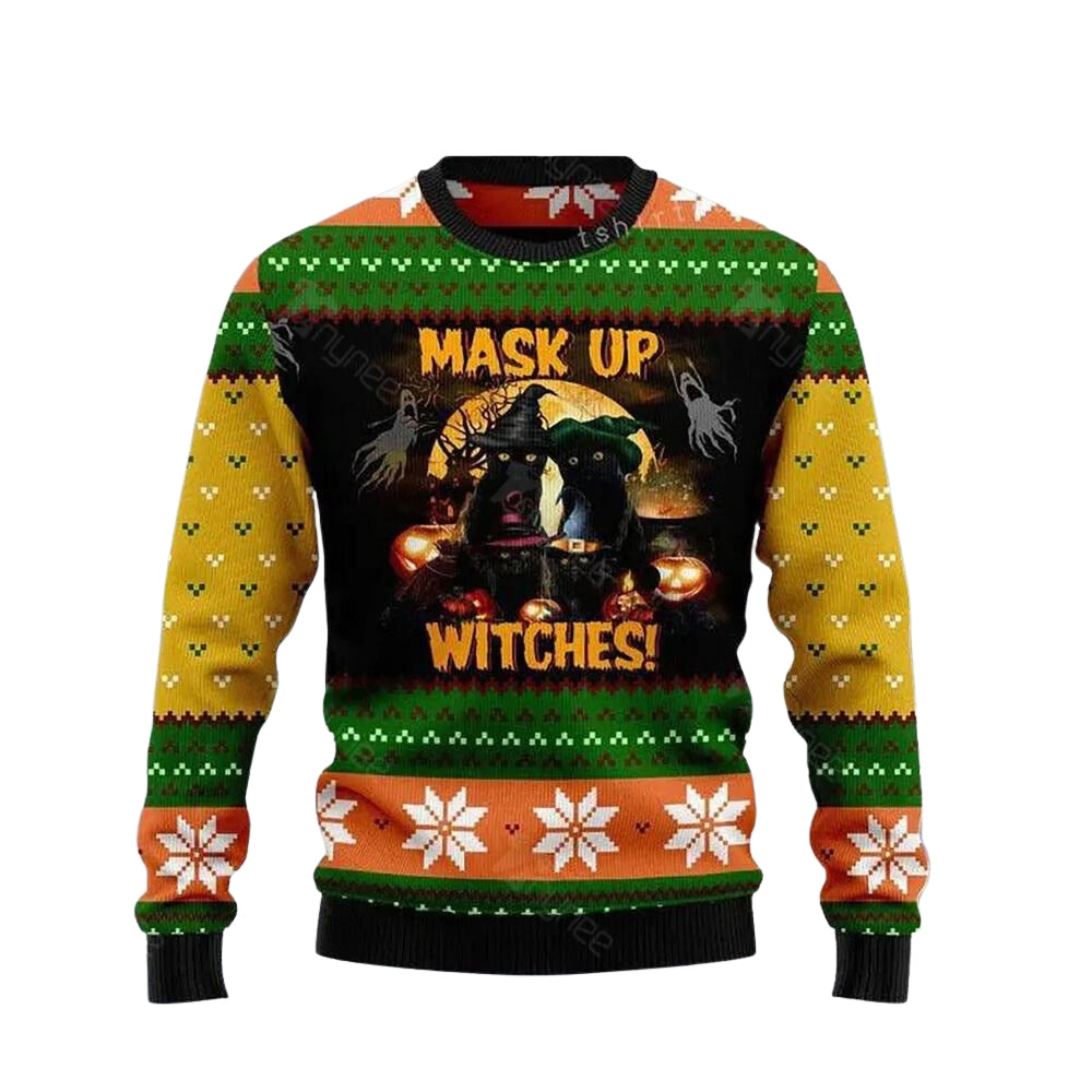 Black Cat Christmas Ugly Christmas Sweater For Men & Women Christmas Gift Sweater US3496 - WeCustomit
