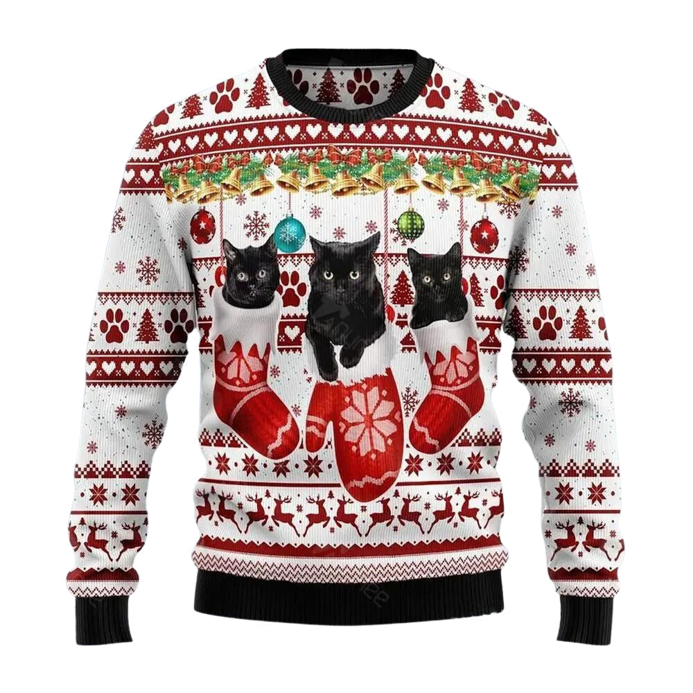 Black Cat Gloves Christmas Ugly Christmas Sweater For Men & Women Christmas Gift Sweater US3499 - WeCustomit