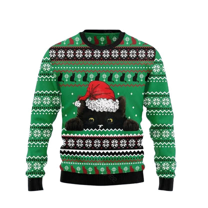 Black Cat Hide Ugly Christmas Sweater For Men & Women Christmas Gift Sweater US3500 - WeCustomit