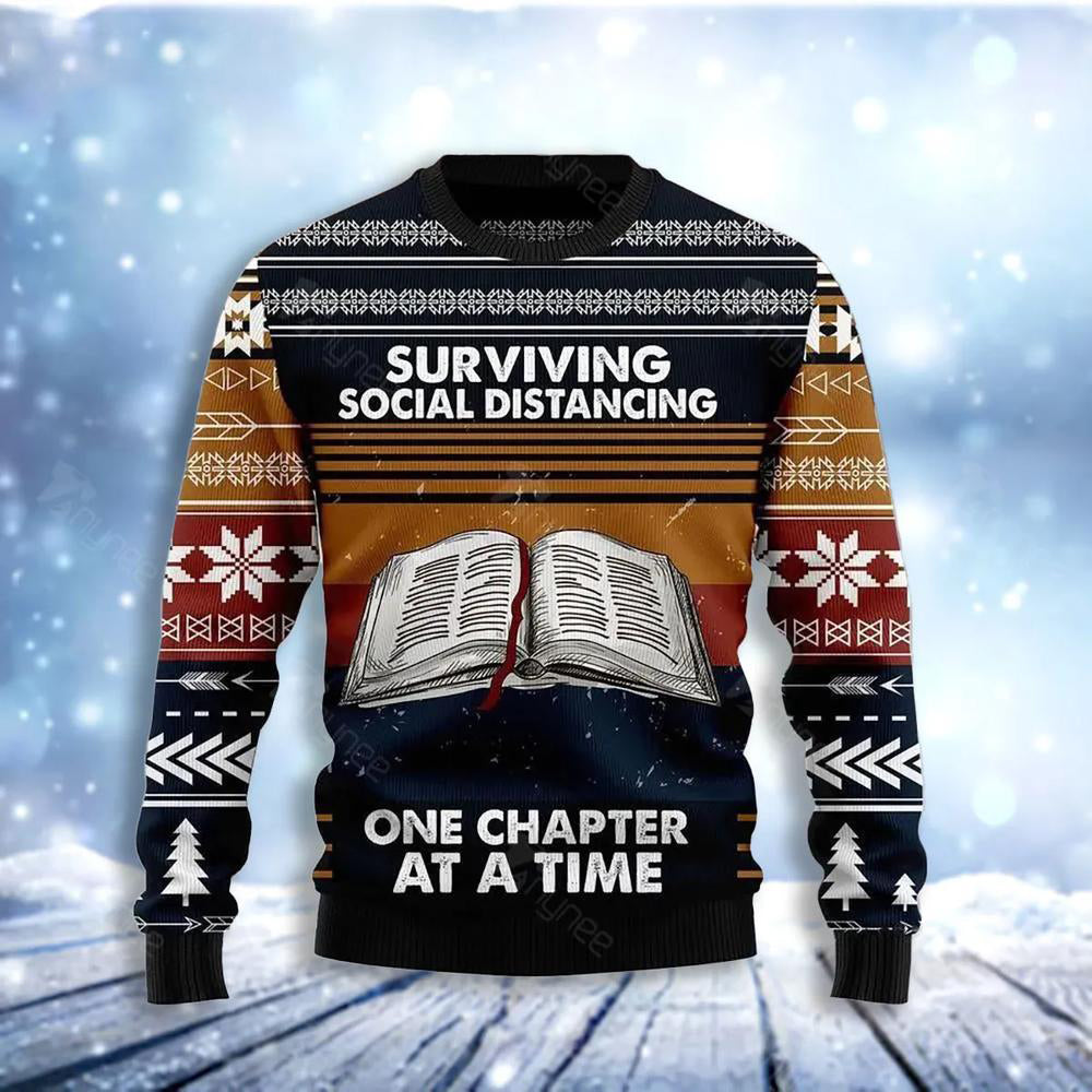 Book Retro Vintage Ugly Christmas Sweater For Men & Women Christmas Gift Sweater US3628 - WeCustomit