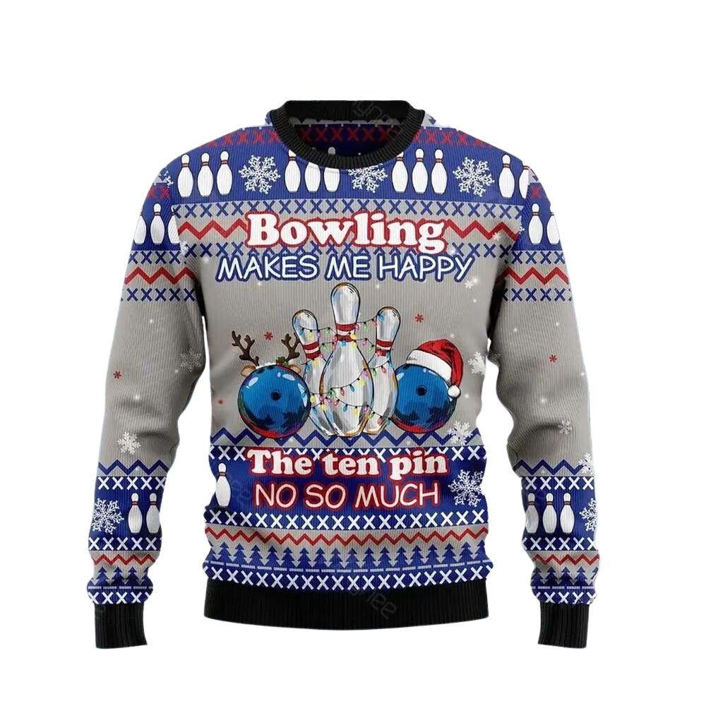 Bowling Merry Christmas Ugly Christmas Sweater For Men & Women Christmas Gift Sweater US3635 - WeCustomit