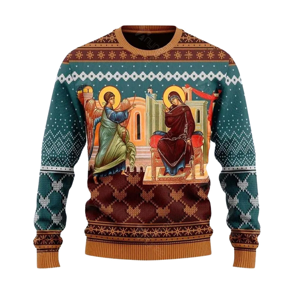 Annunciation Of The Mother Of God Ugly Christmas Sweater For Men & Women Christmas Gift Sweater US3707 - WeCustomit