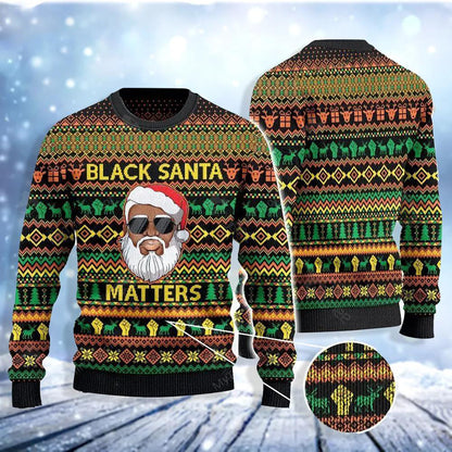 Black Santa Matters Ugly Christmas Sweater For Men & Women Christmas Gift Sweater US3733 - WeCustomit