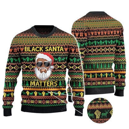 Black Santa Matters Ugly Christmas Sweater For Men & Women Christmas Gift Sweater US3733 - WeCustomit