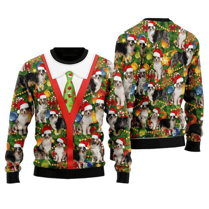 Australian Shepherd Ugly Christmas Sweater For Men & Women Christmas Gift Sweater US4439 - WeCustomit