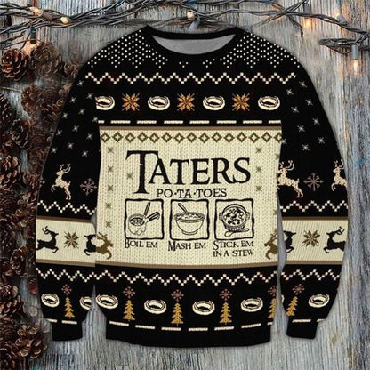 Taters Potatoes Ugly Christmas Sweater For Men & Women Christmas Gift Sweater US4527 - WeCustomit