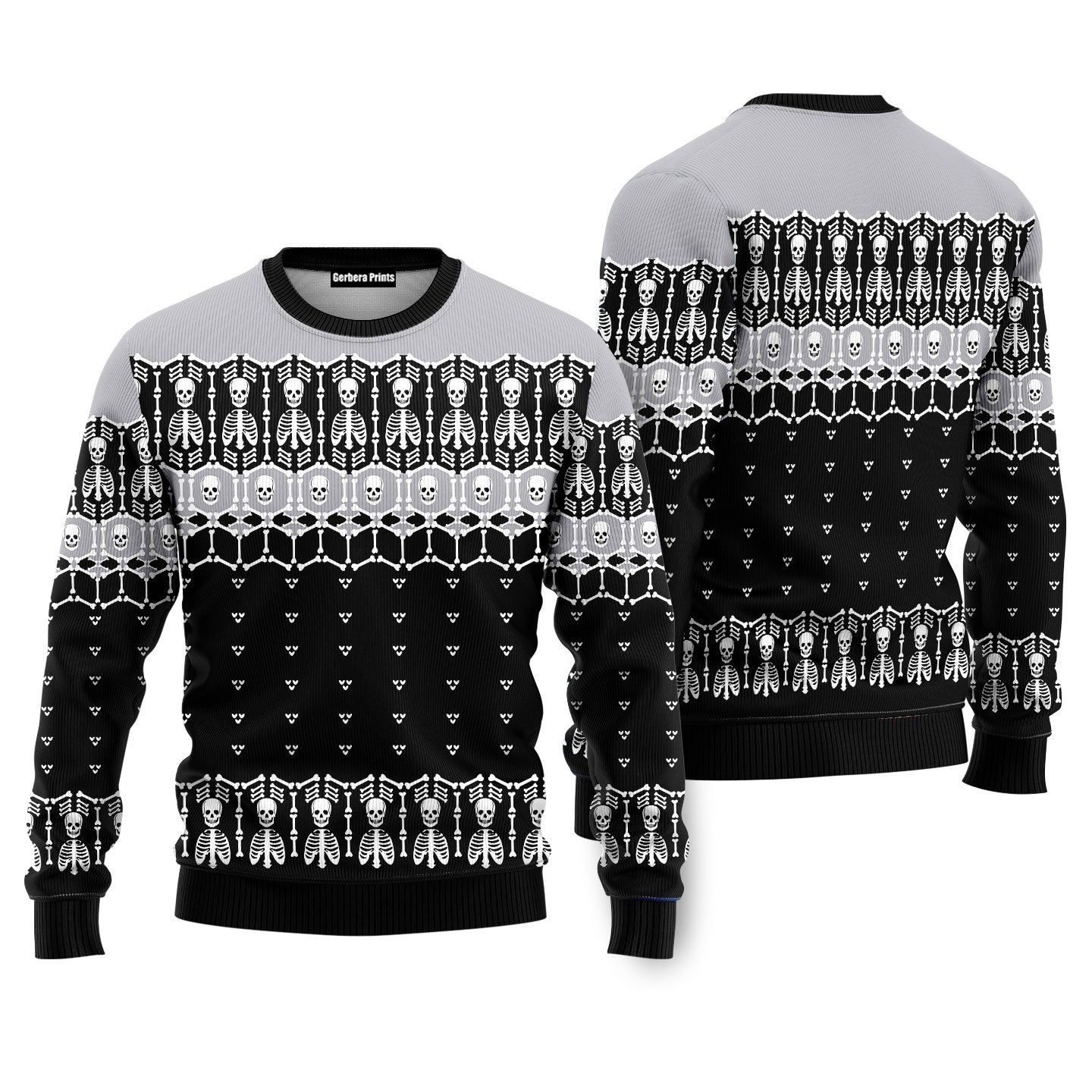 Black And White Skeleton Ugly Christmas Sweater - WeCustomit