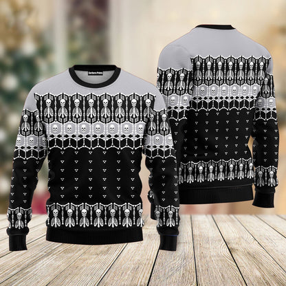 Black And White Skeleton Ugly Christmas Sweater - WeCustomit