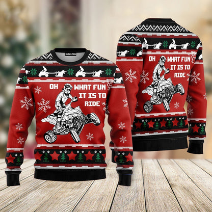 Christmas Four Wheel oh What Fun It Is To Ride Ugly Christmas Sweater - WeCustomit