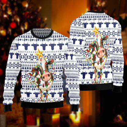 Cow Christmas Reunion Cute Ugly Christmas Sweater For Men & Women Christmas Gift Sweater USN1005 - WeCustomit