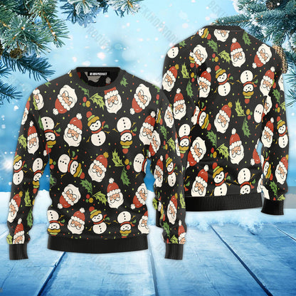 Christmas Happy Night With Santa Snowman Ugly Christmas Sweater For Men & Women Christmas Gift Sweater USN1116 - WeCustomit