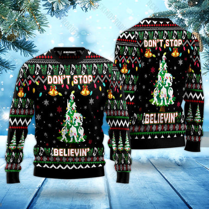 Bigfoot Xmas Dont Stop Believin' Ugly Christmas Sweater For Men & Women Christmas Gift Sweater USN1123 - WeCustomit