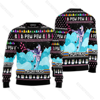 Unicorn Pew Pew Ugly Christmas Sweater For Men & Women Christmas Gift Sweater USN1147 - WeCustomit