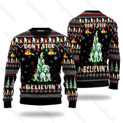Bigfoot Xmas Dont Stop Believin Ugly Christmas Sweater For Me & Women Christmas Gift Thanksgiving Sweater USN1154 - WeCustomit