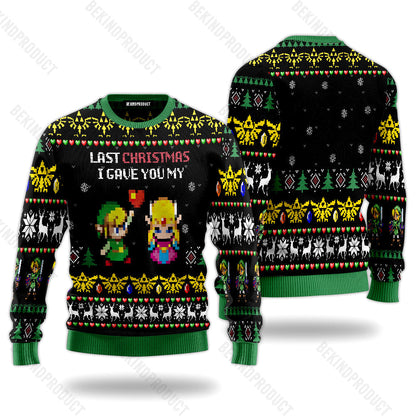 Link To My Heart Legend of Zelda Ugly Christmas Sweater For Men & Women Christmas Gift Thanksgiving Sweater USN1158 - WeCustomit