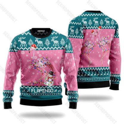 Christmas Flamingo Ugly Christmas Sweater For Men & Women Christmas Gift Thanksgiving Sweater USN1166 - WeCustomit