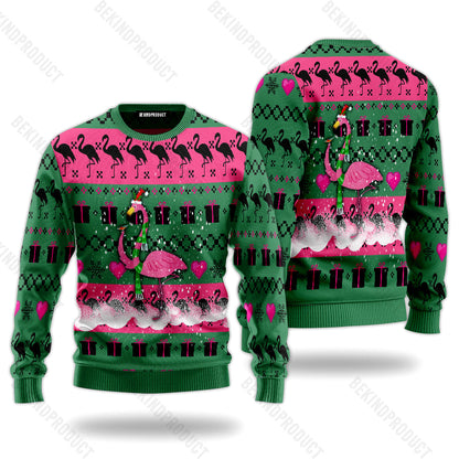 Christmas Flamingo Ugly Christmas Sweater For Men & Women Christmas Gift Thanksgiving Sweater USN1167 - WeCustomit