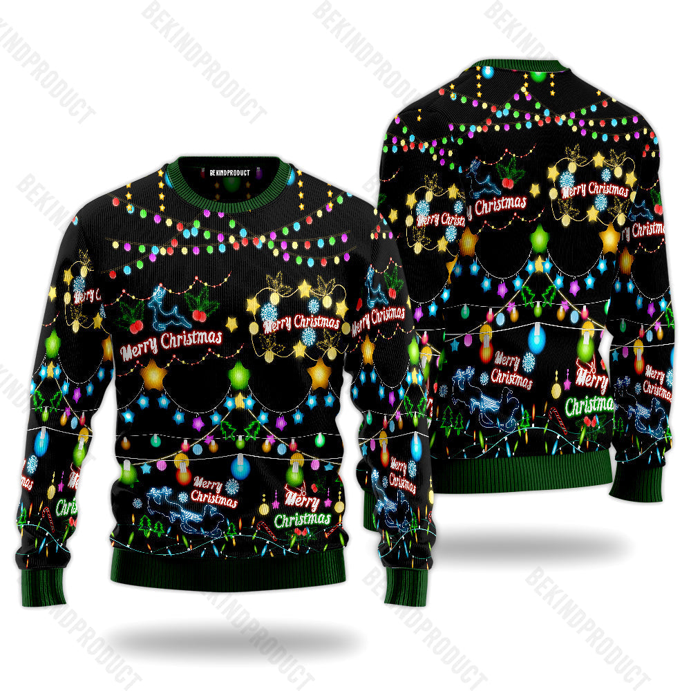 Christmas Bright Neon Lighting Ugly Christmas Sweater For Men & Women Christmas Gift Thanksgiving Sweater USN1171 - WeCustomit