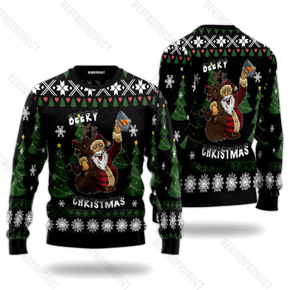 Santa Claus Beery Christmas Ugly Christmas Sweater For Men & Women Christmas Gift Sweater USN2025 - WeCustomit