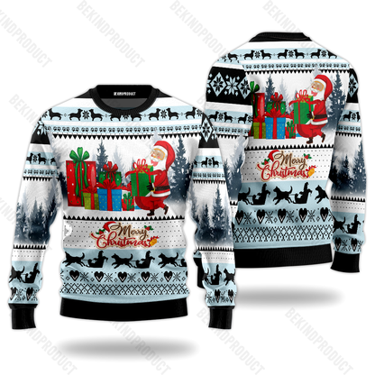 Merry Christmas With Santa Claus Ugly Christmas Sweater For Men & Women Christmas Gift Sweater USN2035 - WeCustomit