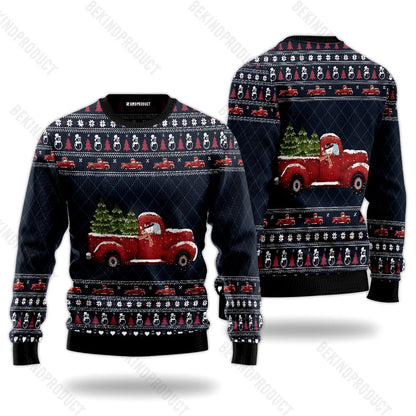 Christmas Red Truck With Snowman Ugly Christmas Sweater For Men & Women Christmas Gift Sweater USN2036 - WeCustomit