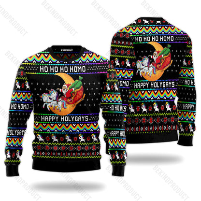 Santa Clause With Unicorn Ugly Christmas Sweater For Men & Women Christmas Gift Sweater USN2041 - WeCustomit