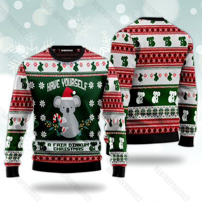 Christmas Koala Bear With Candy Cane Ugly Christmas Sweater For Me & Women Christmas Gift Thanksgiving Sweater USN2071 - WeCustomit