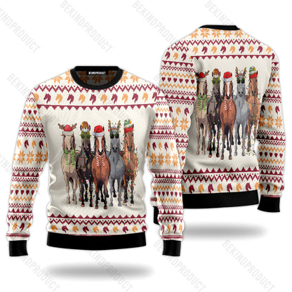 Horses Merry Christmas Ugly Christmas Sweater For Men & Women Christmas Gift Sweater USN3030 - WeCustomit