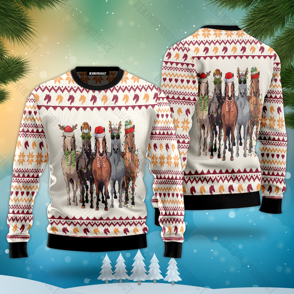 Horses Merry Christmas Ugly Christmas Sweater For Men & Women Christmas Gift Sweater USN3030 - WeCustomit
