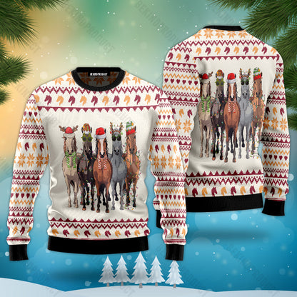 Horses Merry Christmas Ugly Christmas Sweater For Men & Women Christmas Gift Sweater USN3030 - WeCustomit