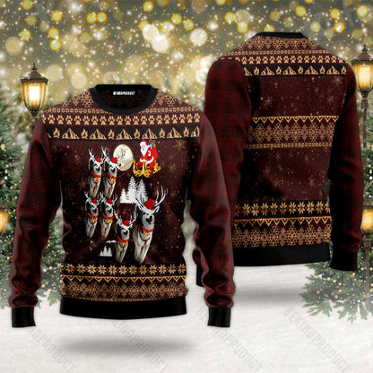Santa Christmas Husky Reindeer Ugly Christmas Sweater For Men & Women Christmas Gift Sweater USN3046 - WeCustomit