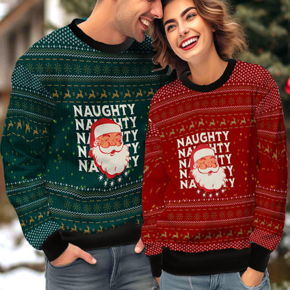 Santa Naughty Nice Nice Couple Ugly Christmas Sweater Christmas Gift Anniversary Sweater USNC1021 - WeCustomit