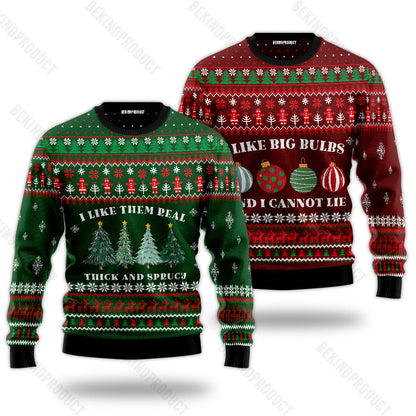 I Like Big Bulbs And I Cannot Lie Couple Ugly Christmas Sweater Christmas Gift Anniversary Sweater USNC1036 - WeCustomit
