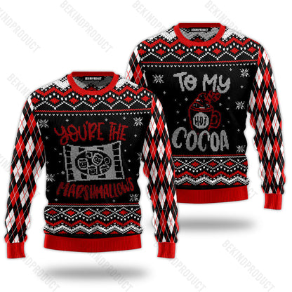 You're The Marshmallows To My Cocoa Couple Ugly Christmas Sweater Christmas Gift Anniversary Sweater USNC1039 - WeCustomit