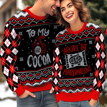 You're The Marshmallows To My Cocoa Couple Ugly Christmas Sweater Christmas Gift Anniversary Sweater USNC1039 - WeCustomit