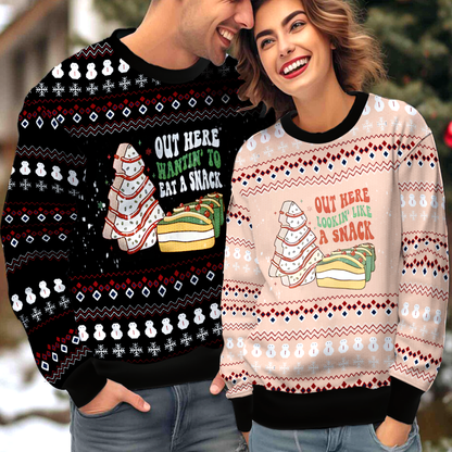 Christmas Tree Cake Funny Couple Ugly Christmas Sweater Christmas Gift Anniversary Sweater USNC1042 - WeCustomit