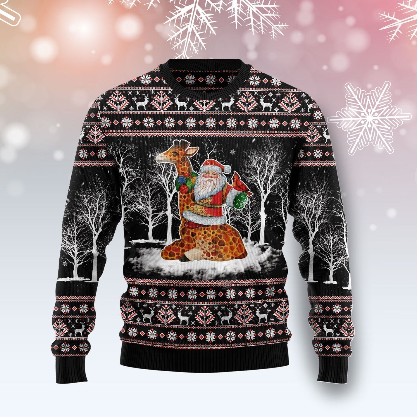 Giraffe Santa Claus Ugly Christmas Sweater For Men & Women Christmas Gift Sweater US3385 - WeCustomit