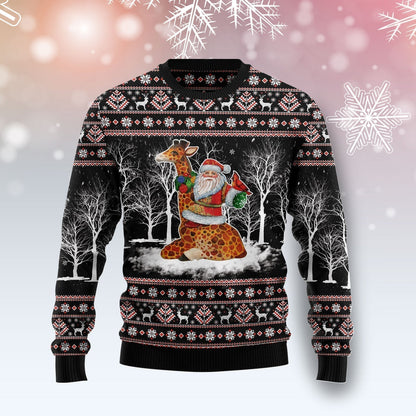 Giraffe Santa Claus Ugly Christmas Sweater For Men & Women Christmas Gift Sweater US3385 - WeCustomit