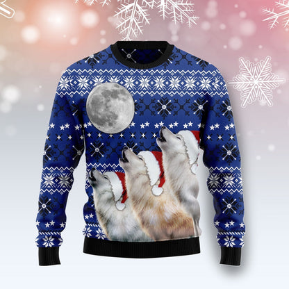 Wolf Howling Moon Ugly Christmas Sweater For Men & Women Christmas Gift Sweater US3388 - WeCustomit