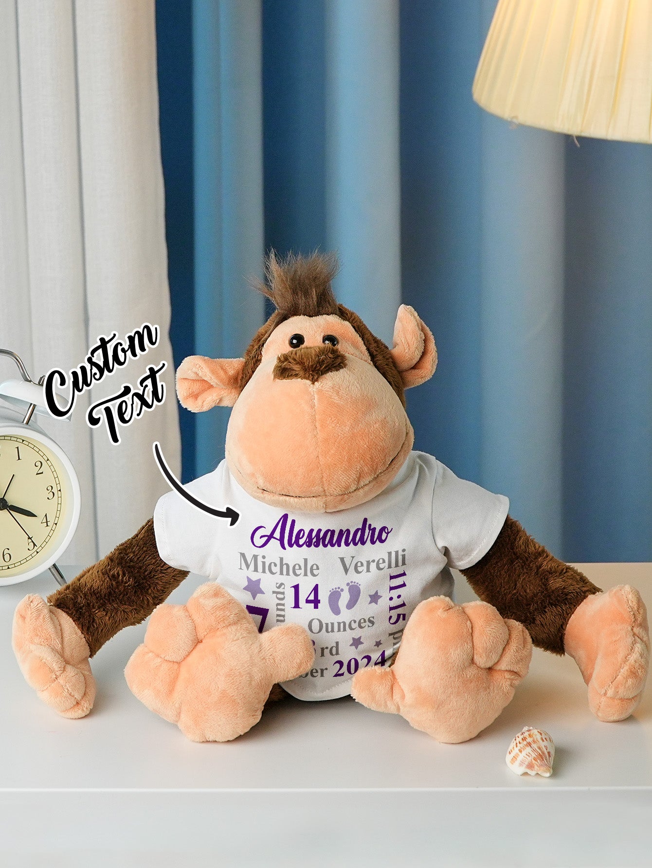 Personalized Animal Plush Stuffed Toy Birth Announcement Gift for Baby Shower